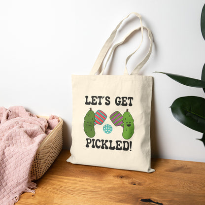 Let's Get Pickled Cotton Canvas Pickleball Pickle Lover Gift Tote Bag
