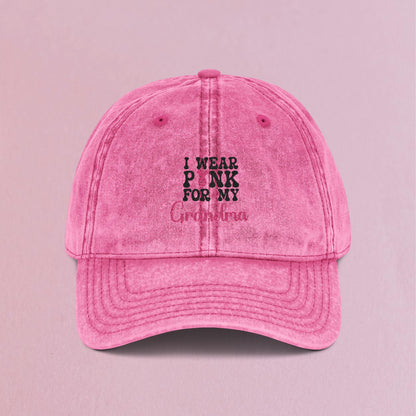I Wear Pink for my Loved One Personalized Embroidered Breast Cancer Awareness Unisex Distressed Cap Gift Pink