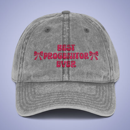 Vintage Best Progenitor Ever Cap Mothers Day Pink Embroidered Hat