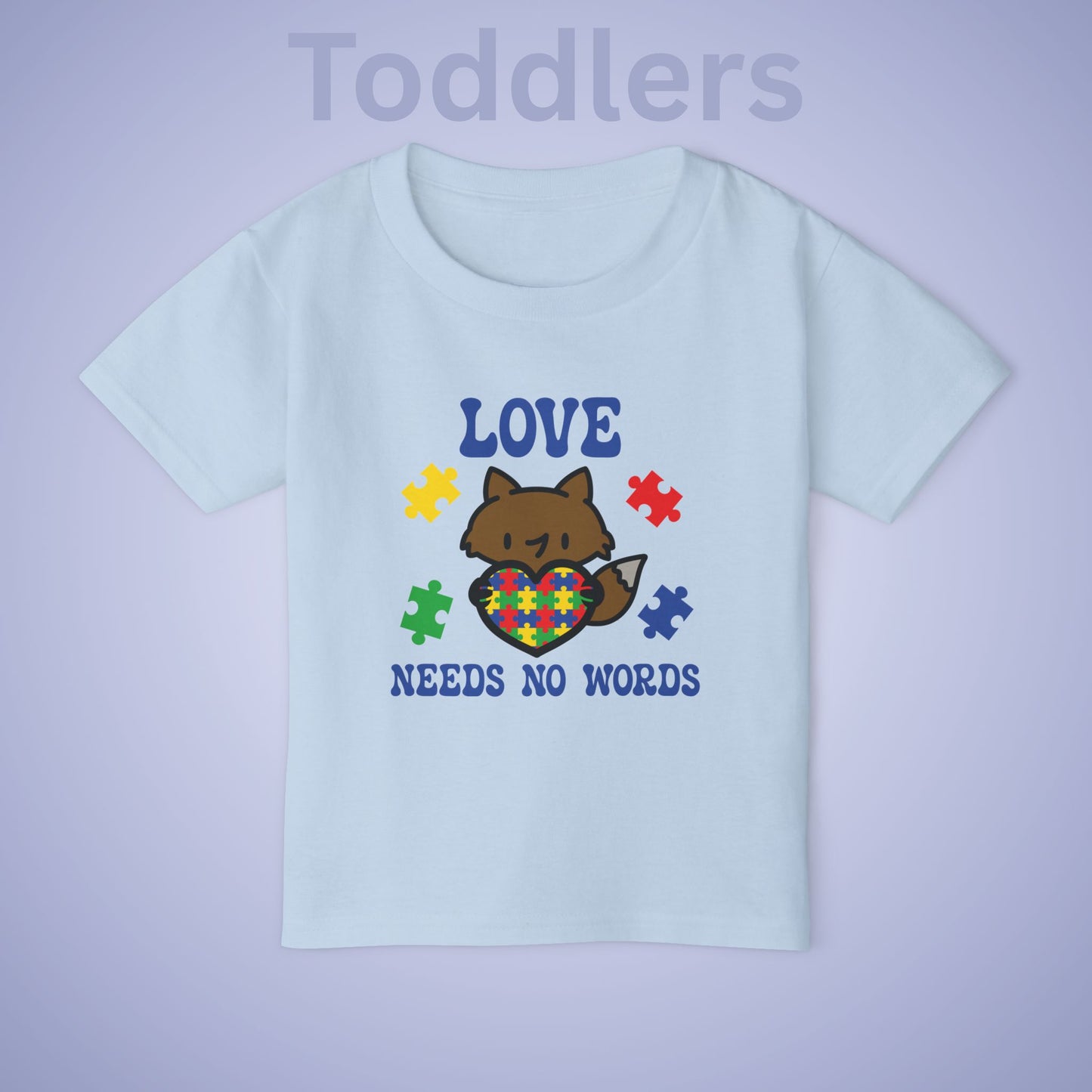Love Needs No Words Fox Graphic Autism Awareness Cotton Toddler T Shirt