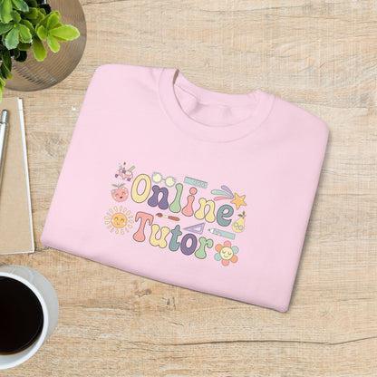 Online Tutor Teacher Crewneck Sweatshirt Retro Unisex Back to School