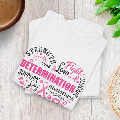 Heart Full of Fight Support Love Courage and Cure Breast Cancer Awareness Unisex T Shirt