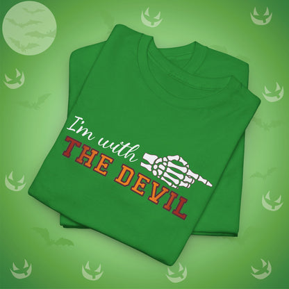 Im With THE DEVIL Couple Matching T-Shirt | Skeleton Halloween Design