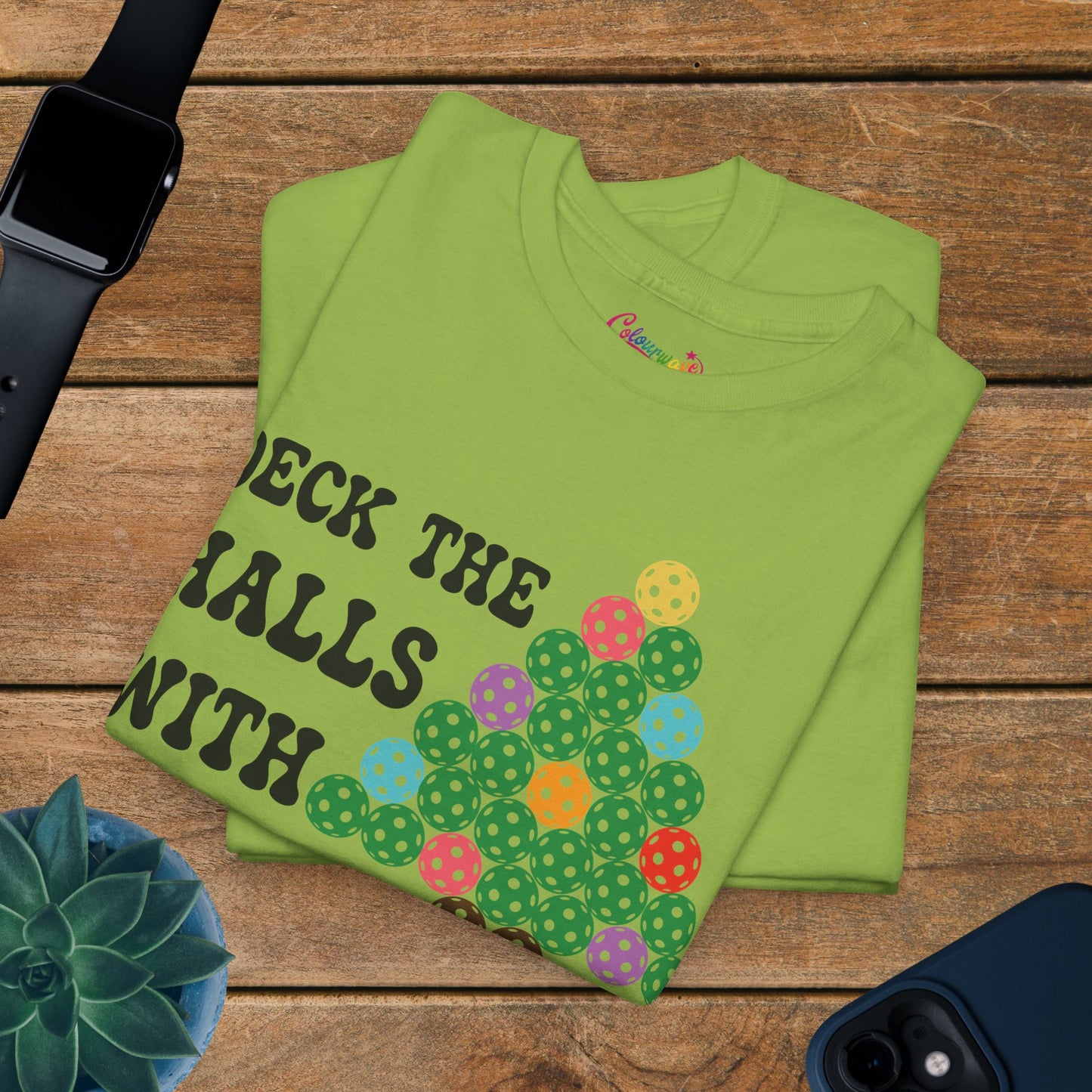Deck the Halls with Pickleballs Christmas Tee Graphic Design T Shirt