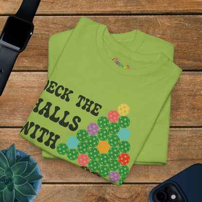 Deck the Halls with Pickleballs Christmas Tee Graphic Design T Shirt