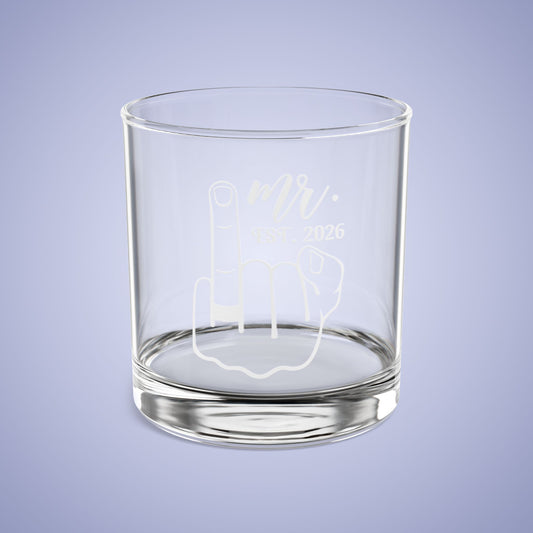 MR Est 2026 Personalized Engagement Rocks Glass White