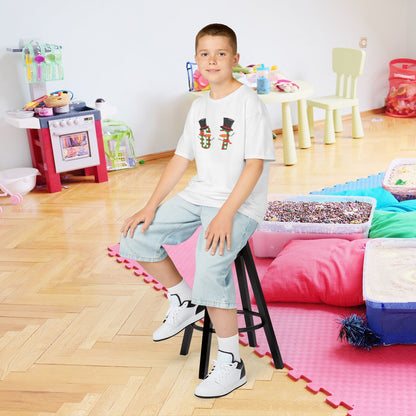 Snowman Patterned Text Christmas 67 Tee Fun Trending Kids Cotton T Shirt Six Seven Youth