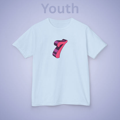 Pink Word Art 7 Tee Fun Trending Kids Cotton T Shirt Six Seven Youth