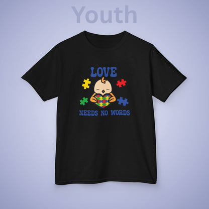 Love Needs No Words Chicken Graphic Autism Awareness Cotton Youth T Shirt