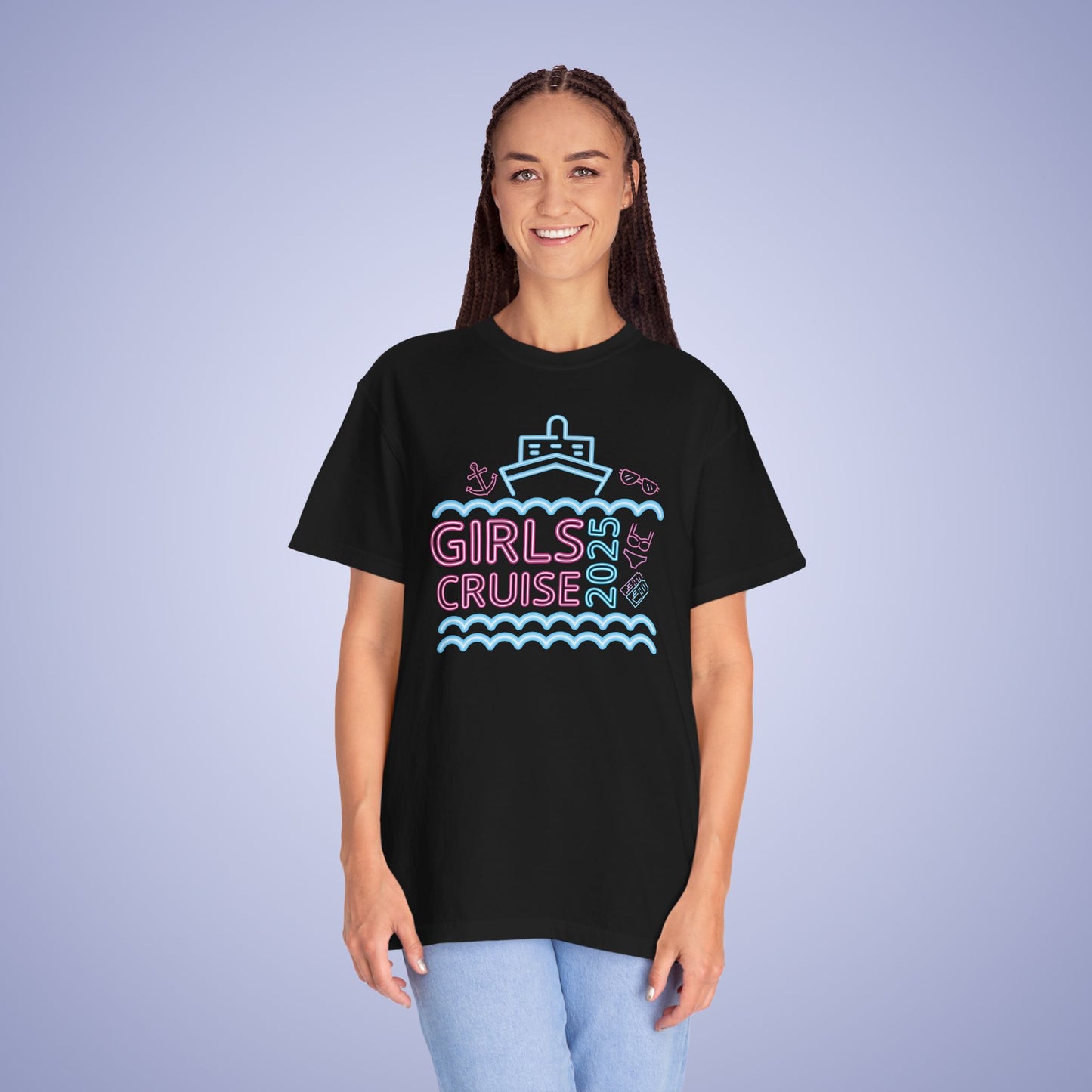 Girls Cruise 2025 Neon Comfort Colors T Shirt Fun Vacation Shirt Unisex