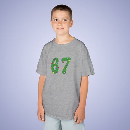 Christmas Lights Green 67 Tee Fun Trending Kids Cotton T Shirt Six Seven Youth