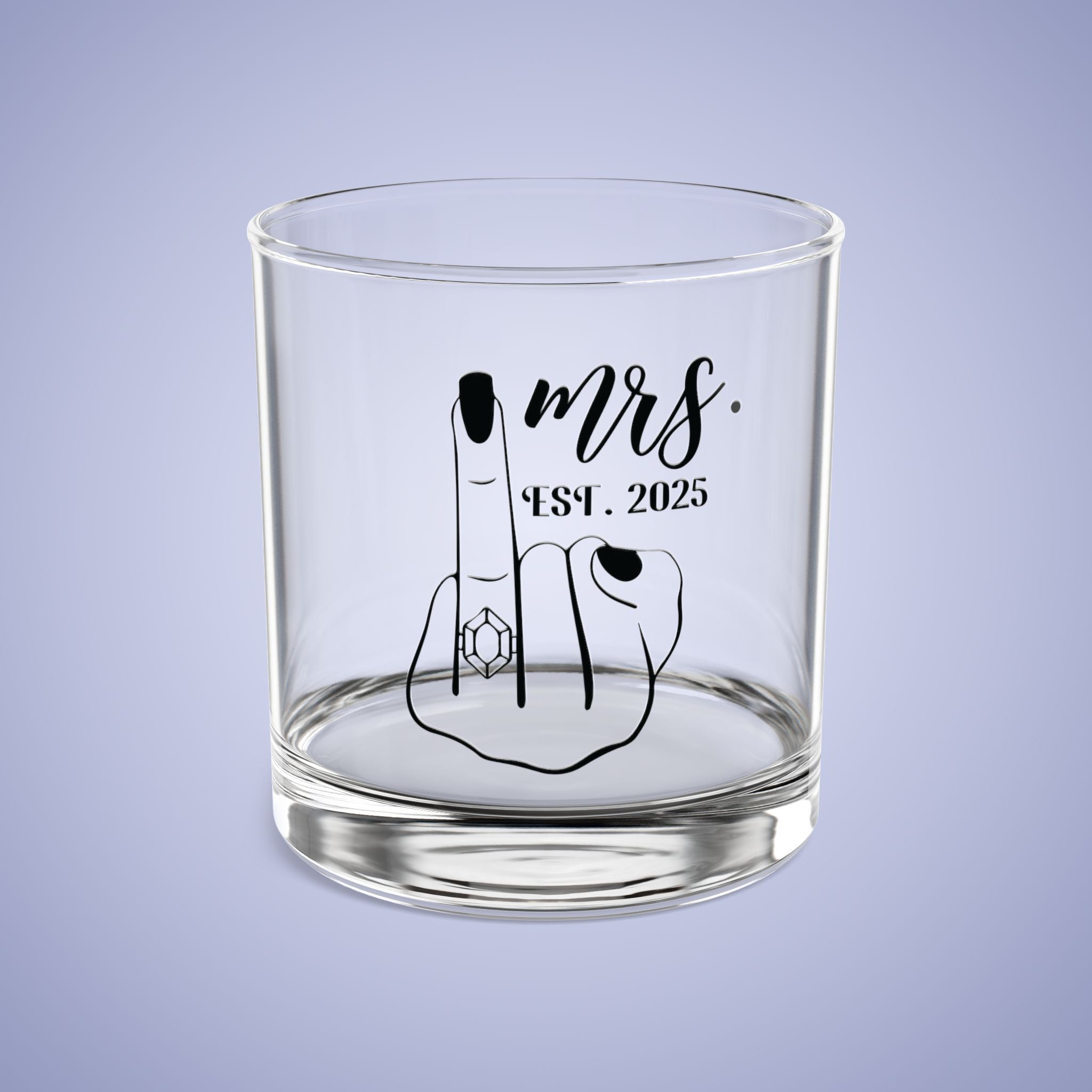 MRS Est 2025 Personalized Engagement Rocks Glass Black