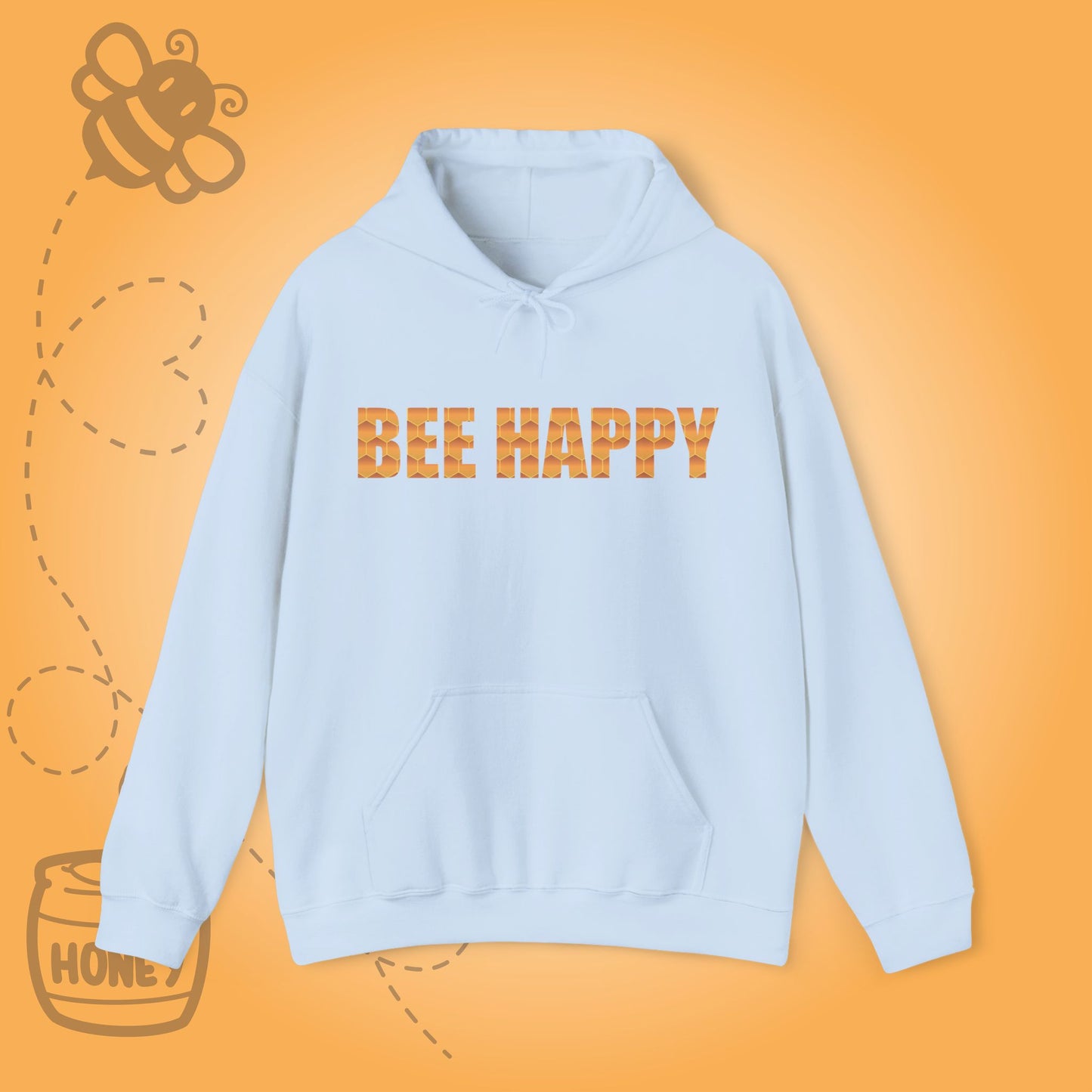 Bee Happy Sweet As Honey  Honeycomb Word Art Design Hoodie Sweatshirt