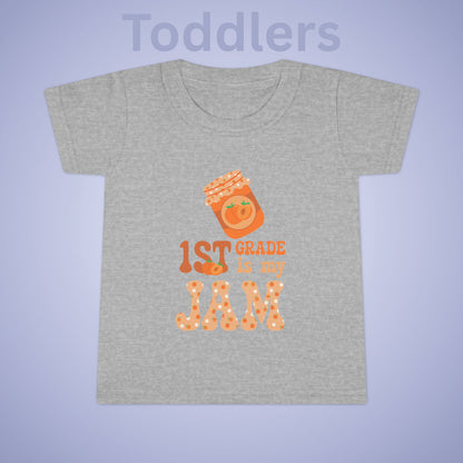 First Grade is my Jam Apricot Kids Cotton T Shirt Back To School Toddler