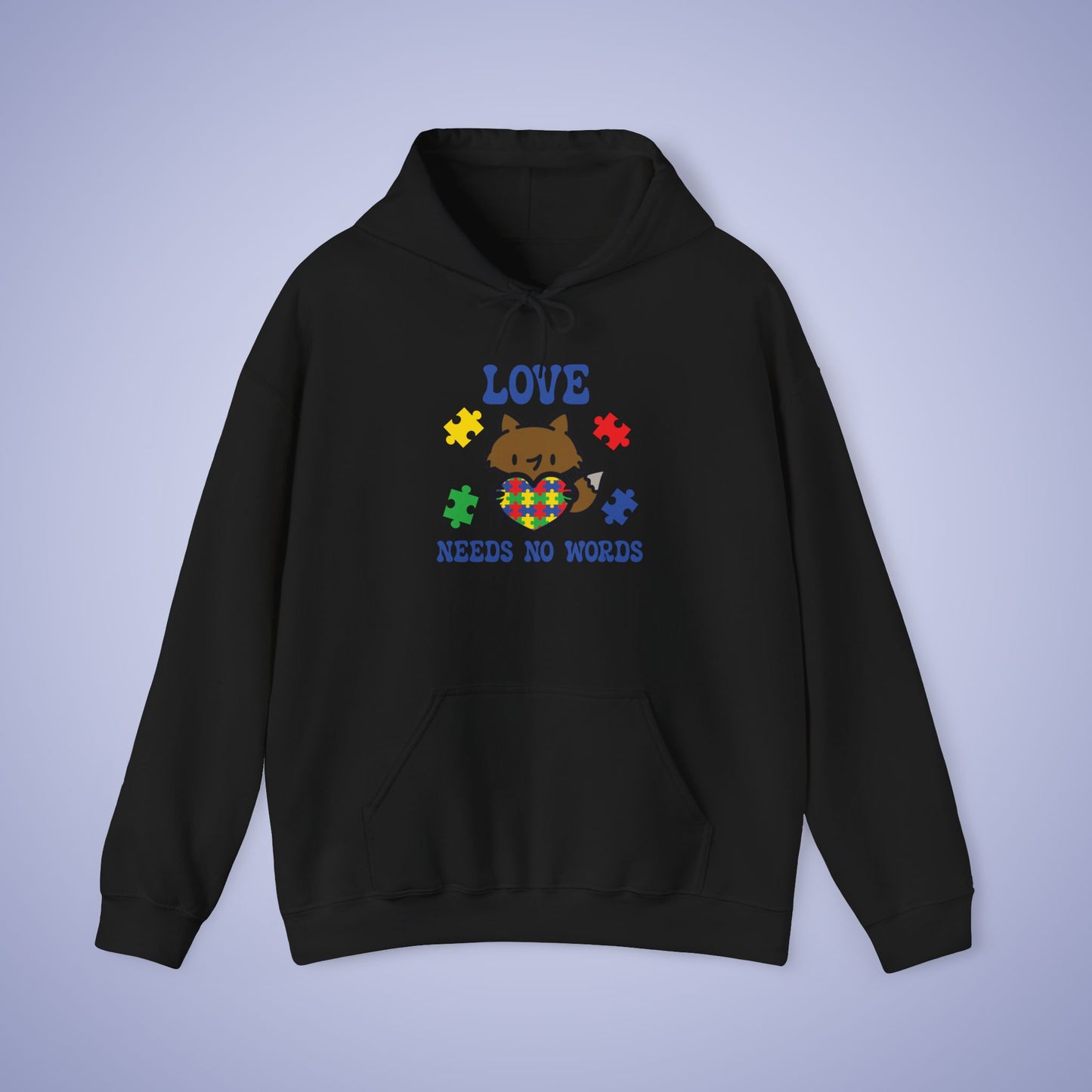 Love Needs No Words Fox Lover Graphic Autism Awareness Hoodie Unisex