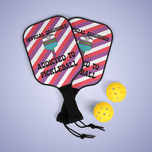 Official Diagnosis Addicted to Pickleball Paddle Set Doctor Specialist Gift