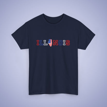 Illonois Map Text Art Proud American Unisex T Shirt