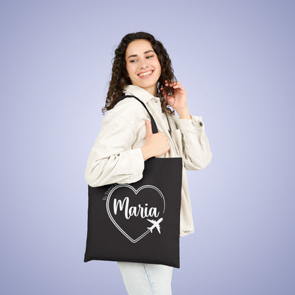 Travel Healthy Motivational Personalized Graduation Gift Black Cotton Canvas Tote Bag