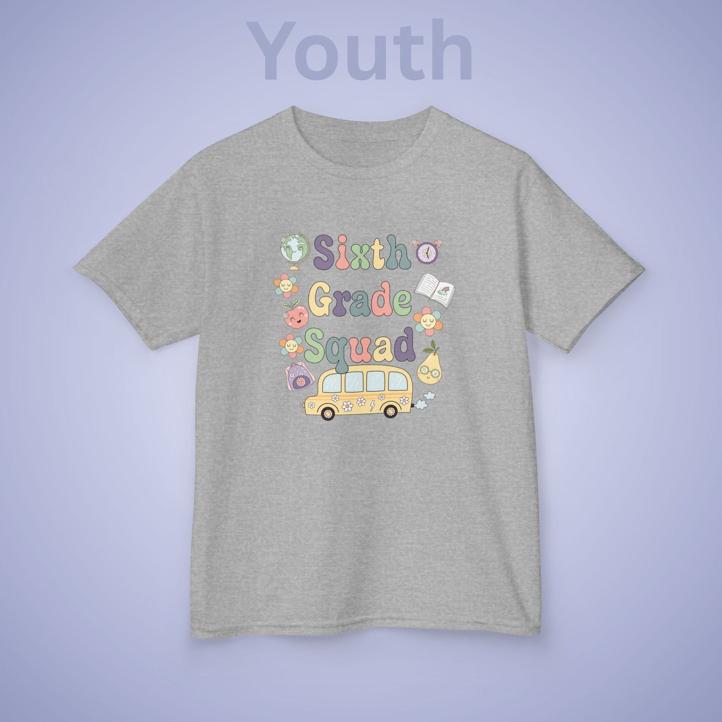 Sixth Grade Squad Fun Retro Kids Cotton T Shirt Back To School Youth