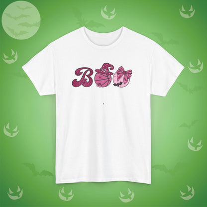 Basketball BOO T-Shirt | Girly Coquette Halloween Design