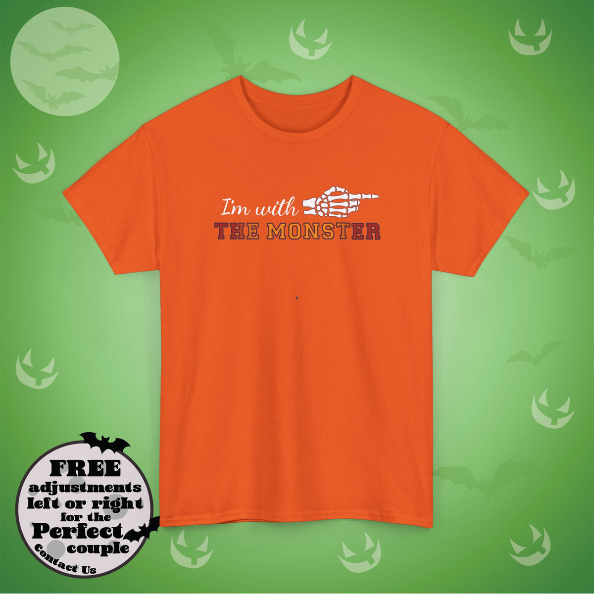 Im With THE MONSTER Couple Matching T-Shirt | Skeleton Halloween Design