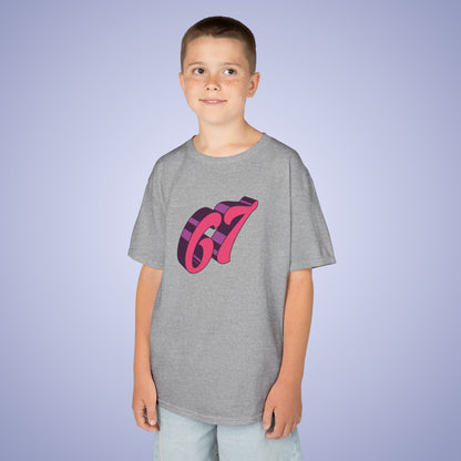 Pink Word Art 67 Tee Fun Trending Kids Cotton T Shirt Six Seven Youth