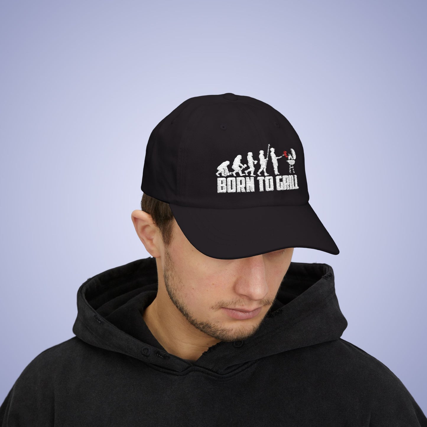 Born to Grill Embroidered Classic Dad Cap Unisex White Embroidery Gift