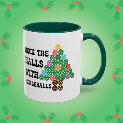 Deck the Halls with Pickleballs Pickleball Mug | Christmas Pickleball Gift Mug