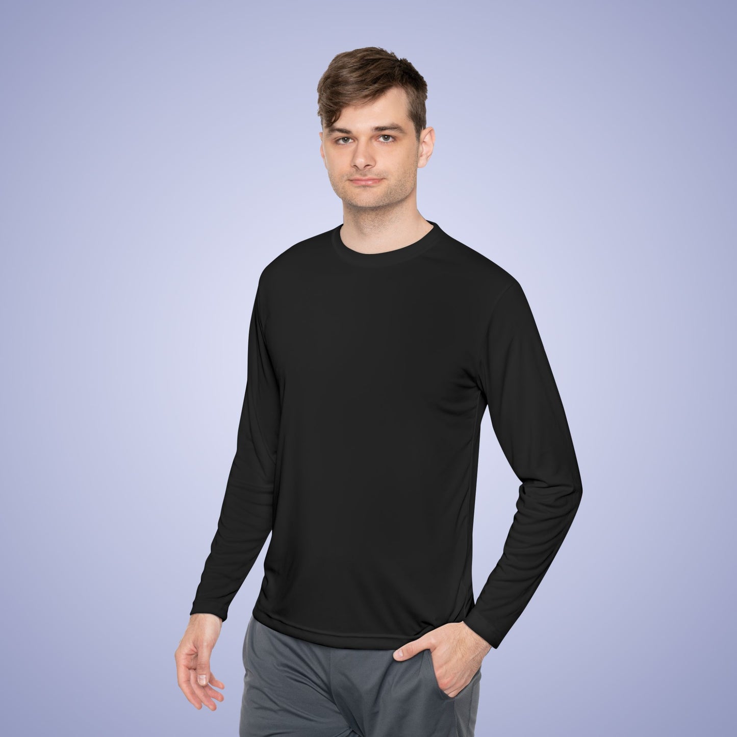 Blank Black Unisex Lightweight Long Sleeve Sports T Shirt