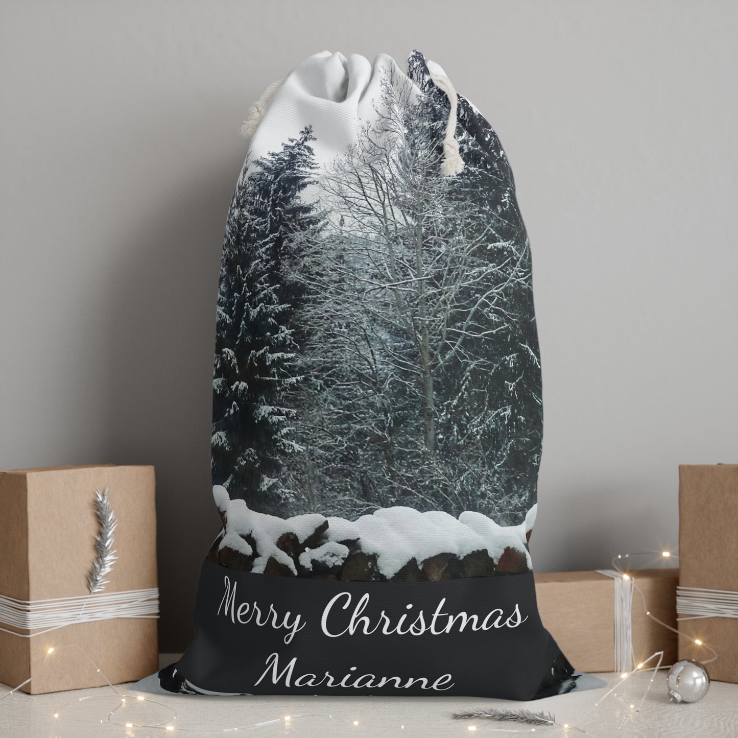 Winter Forrest Personalised Santa Sack