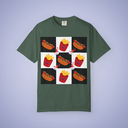Hot Dog and Chips Lover Grid Art Comfort Colors T Shirt Unisex