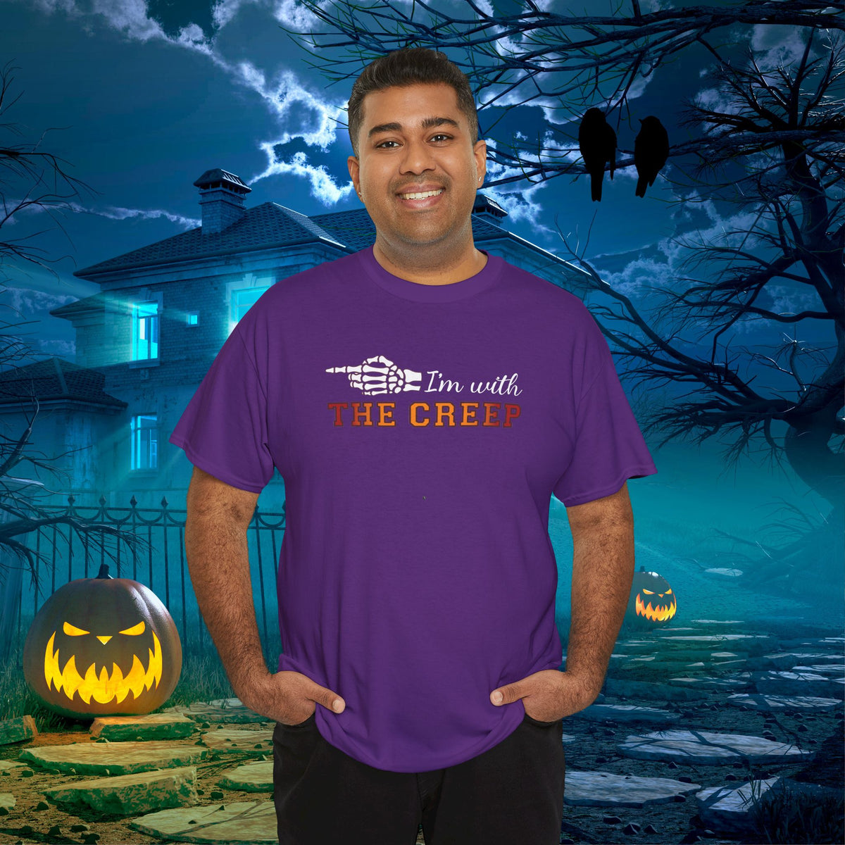 Im With THE CREEP Couple Matching T-Shirt | Skeleton Halloween Design