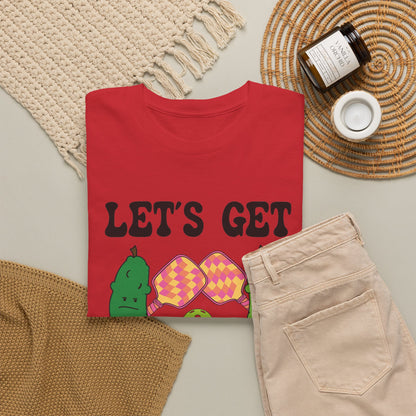 Lets Get Pickled Funny Alcohol Drinking Pickleball T Shirt Black Graphic Design
