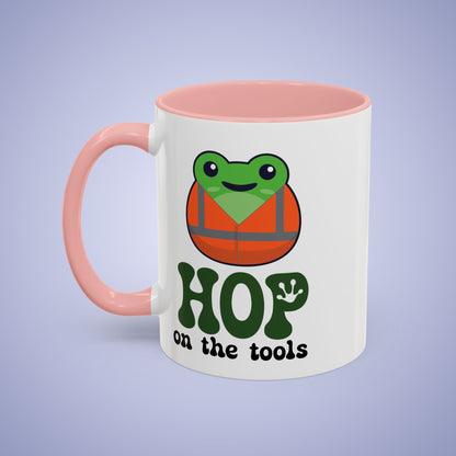 Hop On the Tools Labourer Frog Lover Gift Coffee Mug Ceramic