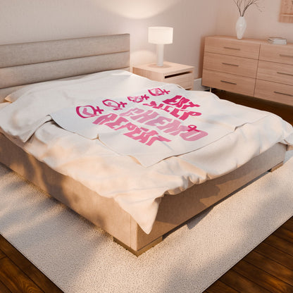 Eat Sleep Chemo Repeat White Velveteen Plush Blanket 3 Sizes Chemotherapy Gift