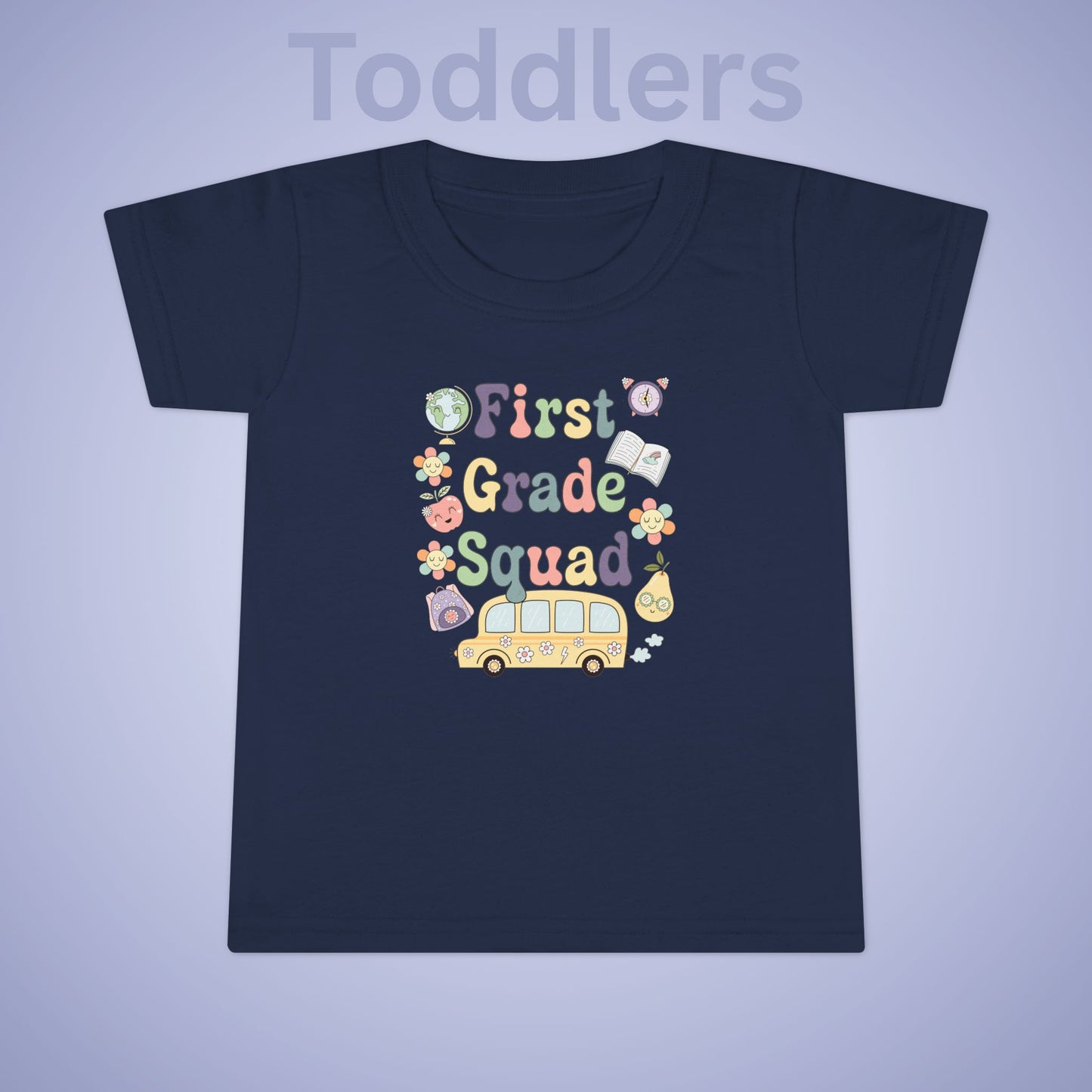 First Grade Squad Retro Fun Kids Cotton T Shirt Back To School Toddler