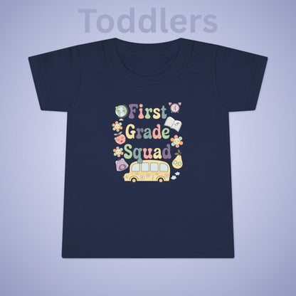 First Grade Squad Retro Fun Kids Cotton T Shirt Back To School Toddler