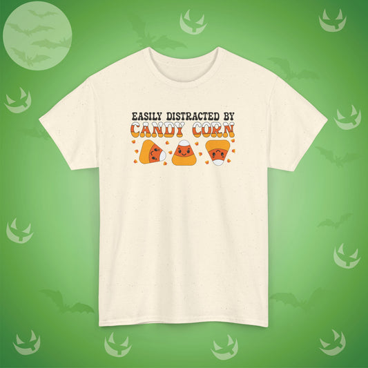 Easily Distracted By Candy Corn Black Halloween Candy Unisex T Shirt