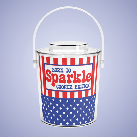 Born to Sparkle Personalized Patriotic July 4th Home Decor Ice Bucket USA Flag