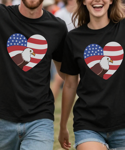American Eagle Heart 250 Years of Freedom USA Celebration Unisex T Shirt
