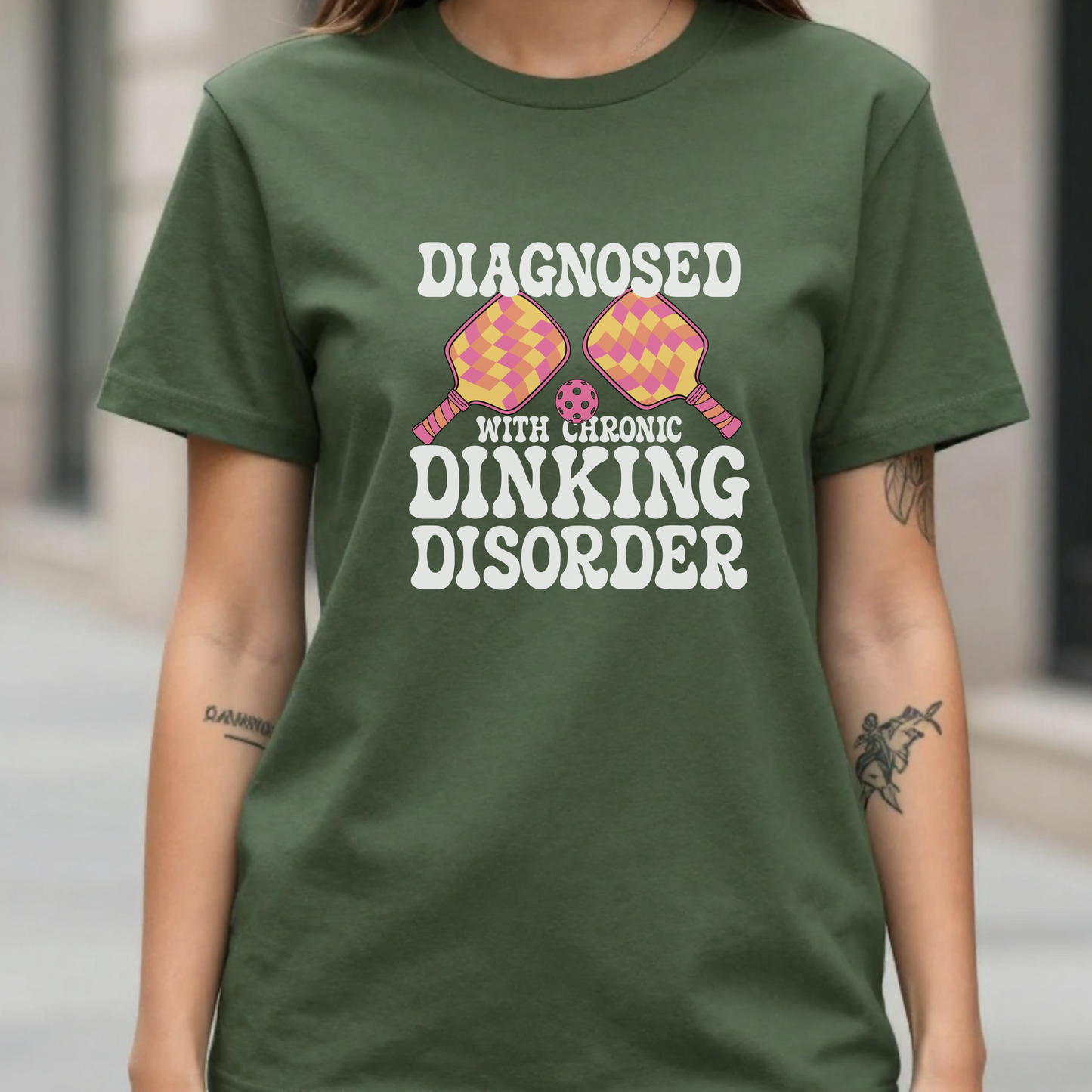 Diagnosed with a Chronic Dinking Disorder Pickleball T-Shirt | Funny Doctor Pickleball T-Shirt White Version