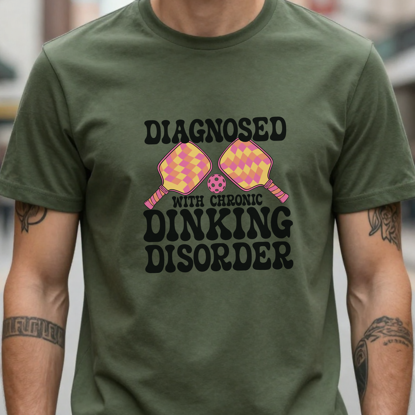 Diagnosed with a Chronic Dinking Disorder Funny Doctor Pickleball T Shirt Black Graphic Design