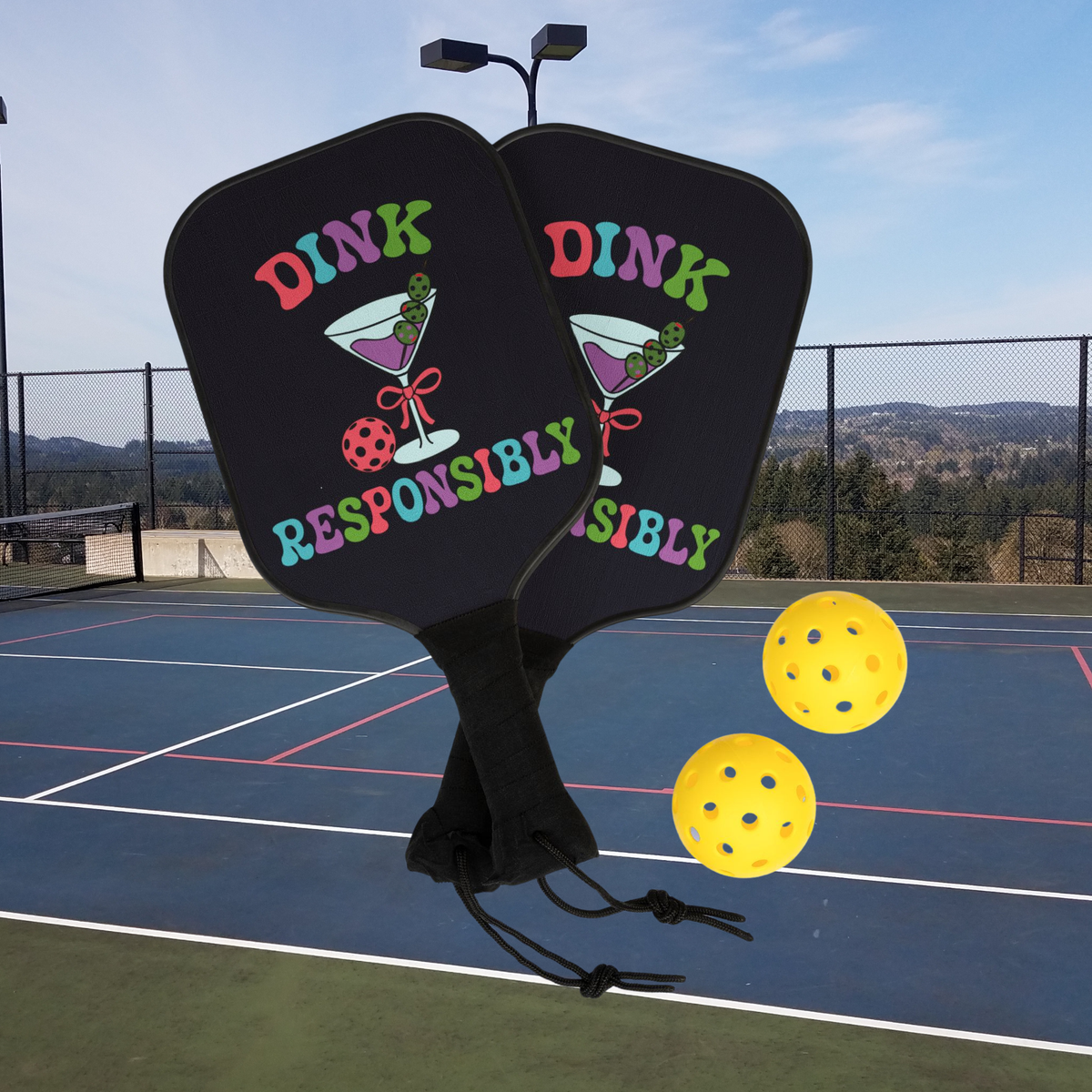 Dink Responsibly Pickleball Paddle Set | Funny Pickleball Gift