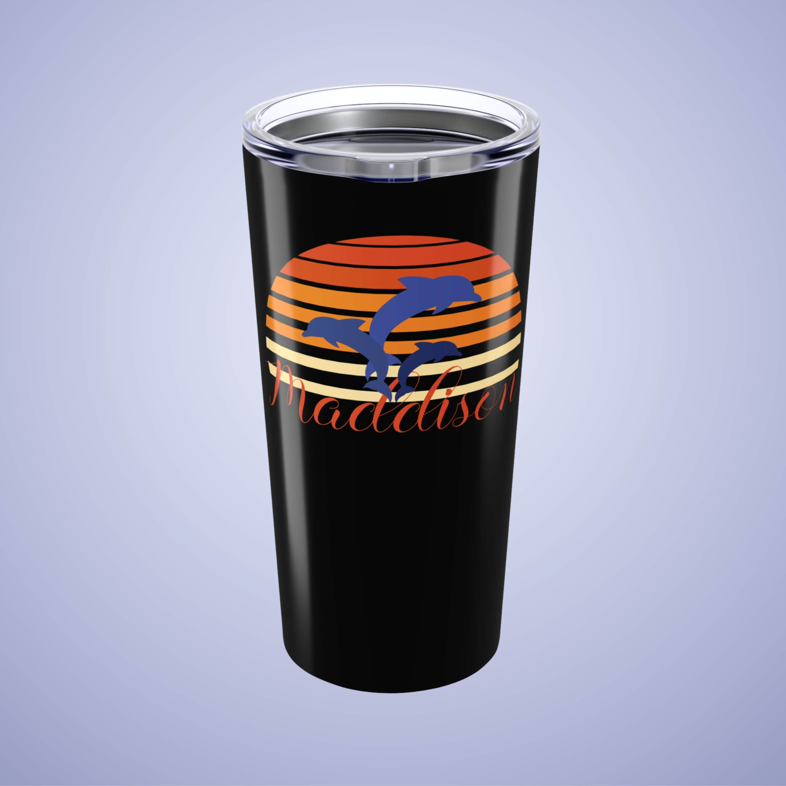Dolphin Paradise Personalized Name Tumbler Birthday Gift Black
