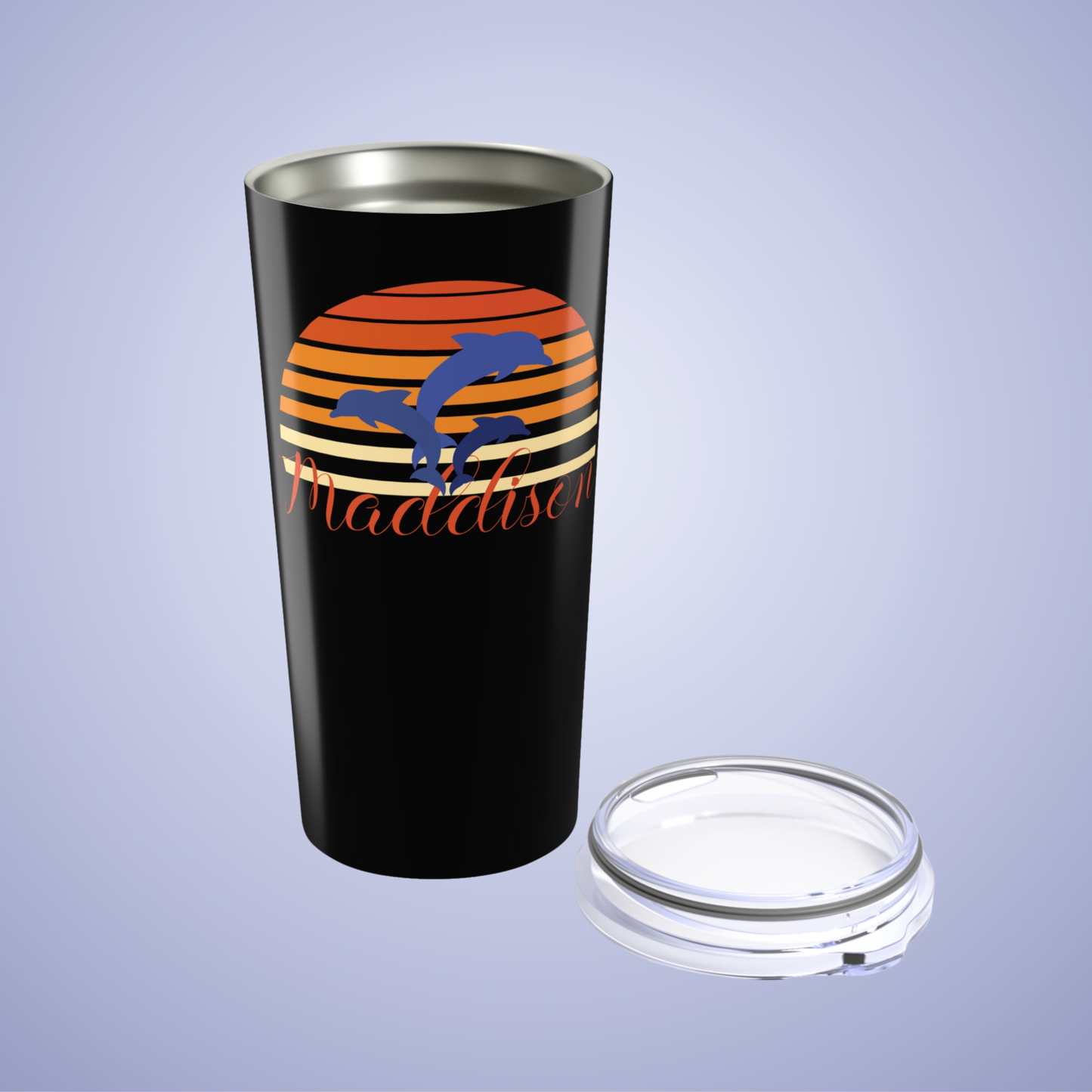 Dolphin Paradise Personalized Name Tumbler Birthday Gift Black