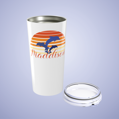 Dolphin Paradise Personalized Name Tumbler Birthday Gift White