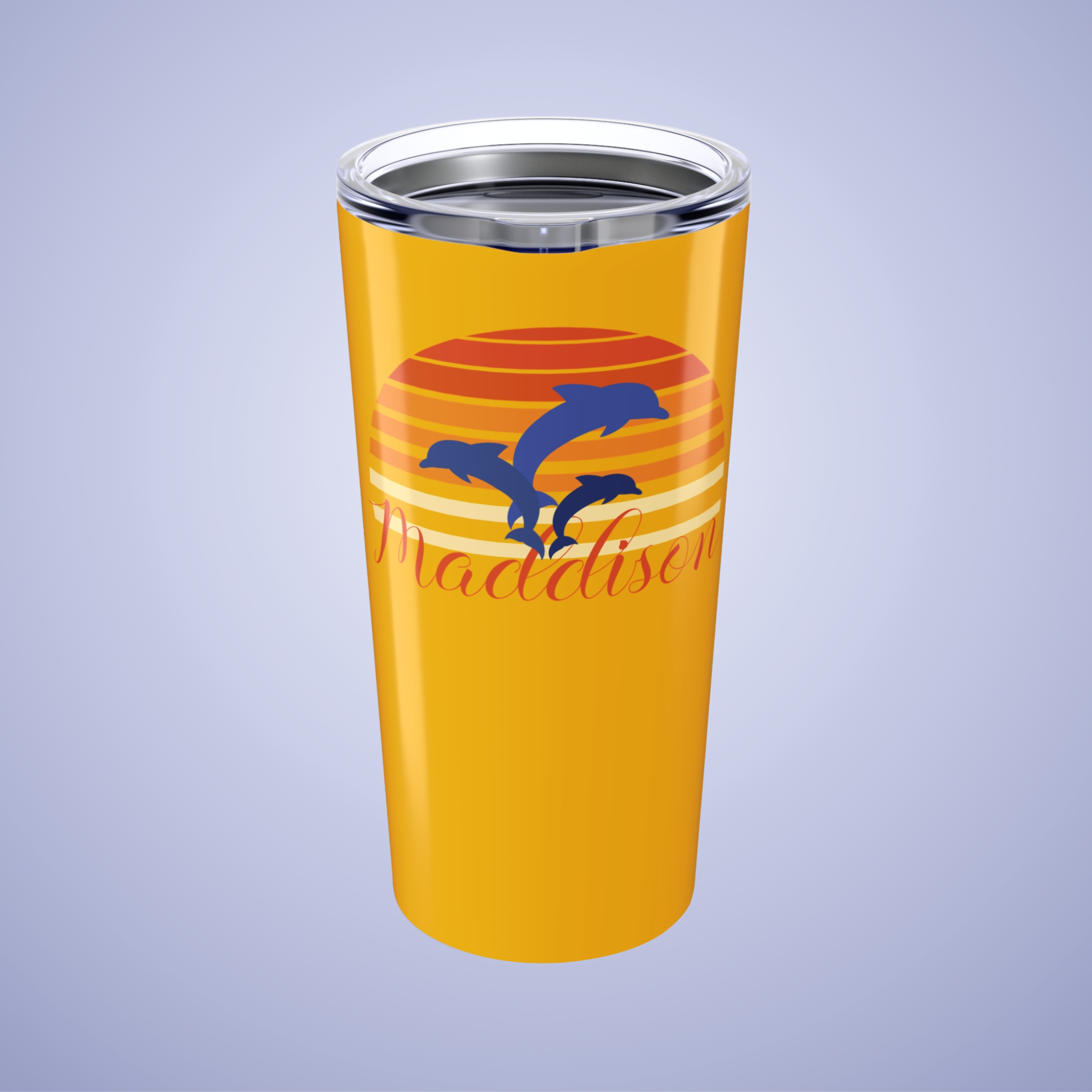 Dolphin Paradise Personalized Name Tumbler Birthday Gift Yellow