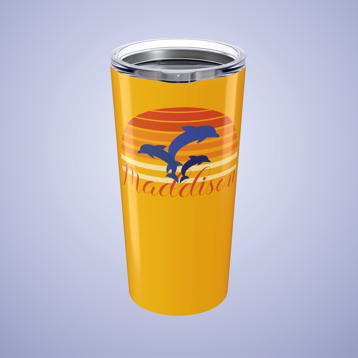 Dolphin Paradise Personalized Name Tumbler Birthday Gift Yellow