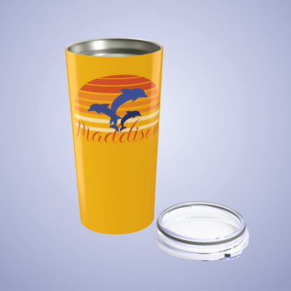 Dolphin Paradise Personalized Name Tumbler Birthday Gift Yellow