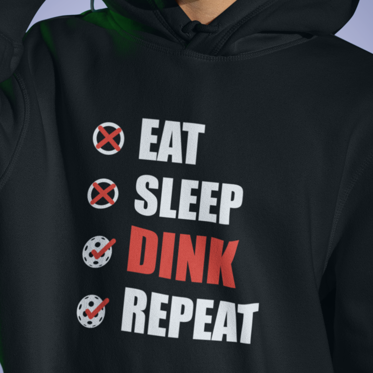 Eat Sleep Dink Repeat Pickleball Hoodie | Funny Pickleball Lover Gift White Version